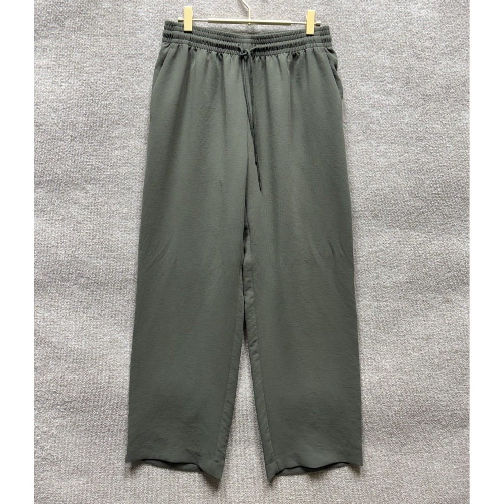 Wilfred Aritzia Alanya High Waisted Wide Leg Crepe Trousers Pants Green Medium
